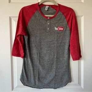 YouTube Red and Gray Baseball T-Shirt